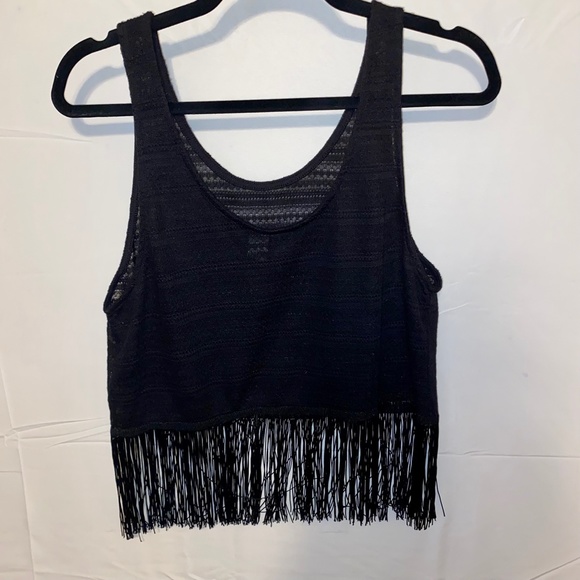H&M Knit Black Fringe Crop Top - Picture 4 of 7